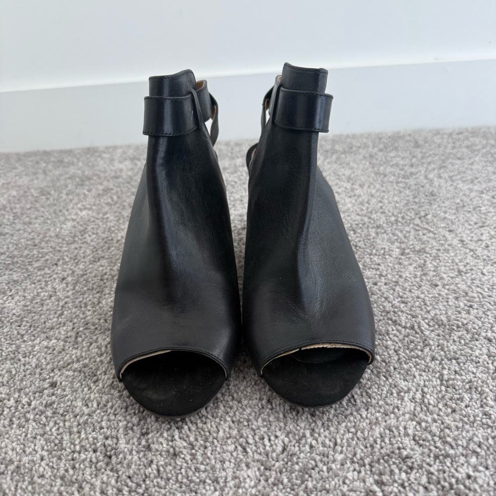 Nine West Black Peep-Toe Wedge Heels - Picture 2 of 8